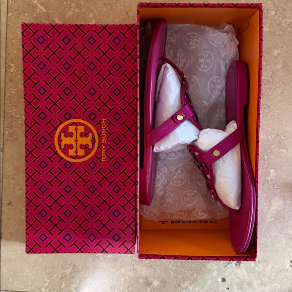 Tory Burch Miller Fuchsia Cutout Sandals - Picture 8 of 8